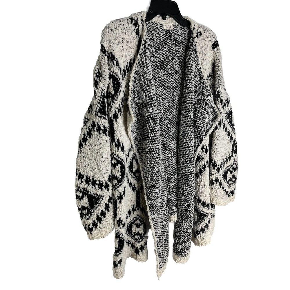 POL Ikat Aztec Print Fuzzy Knit Sweater Cardigan Boho Western Long Sleeve Small